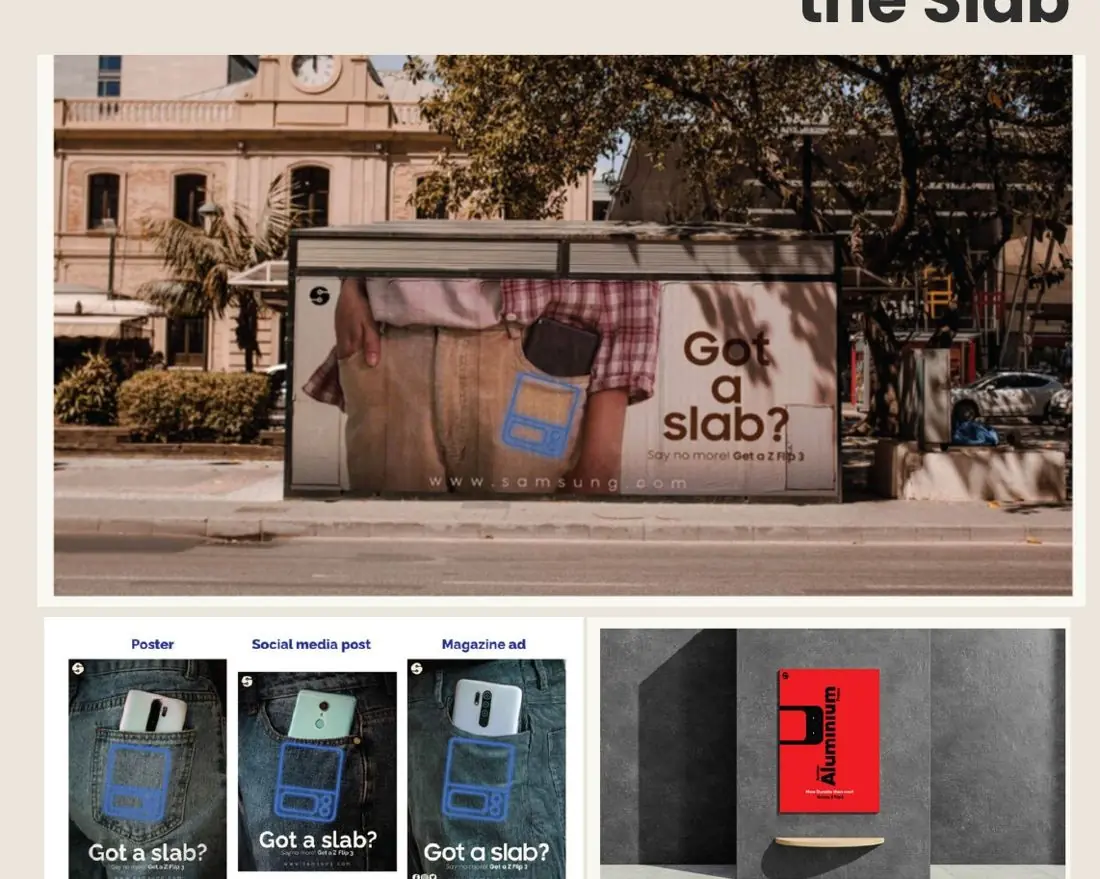 Concept ad campaign 'Got a slab?' on a bus shelter