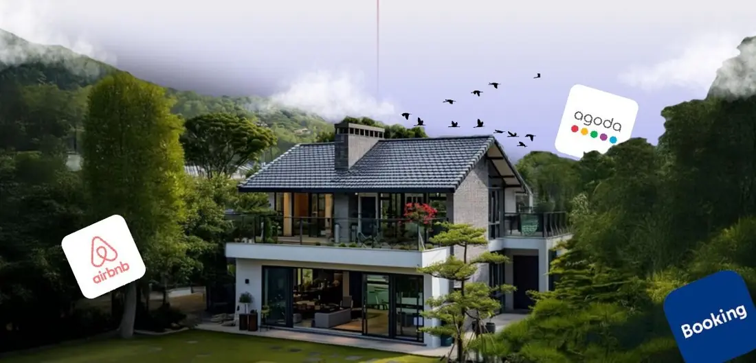 A hillside villa surrounded by trees